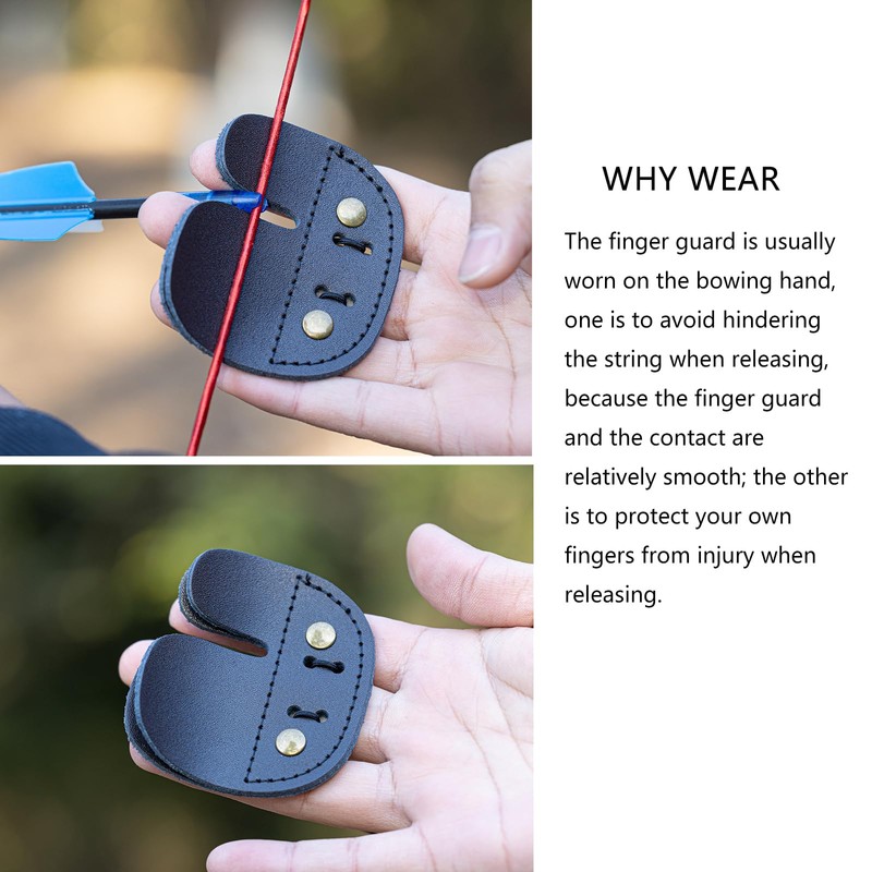 Prespollw Leather Archery Finger Tab – Double Layer Right-Hand Grip