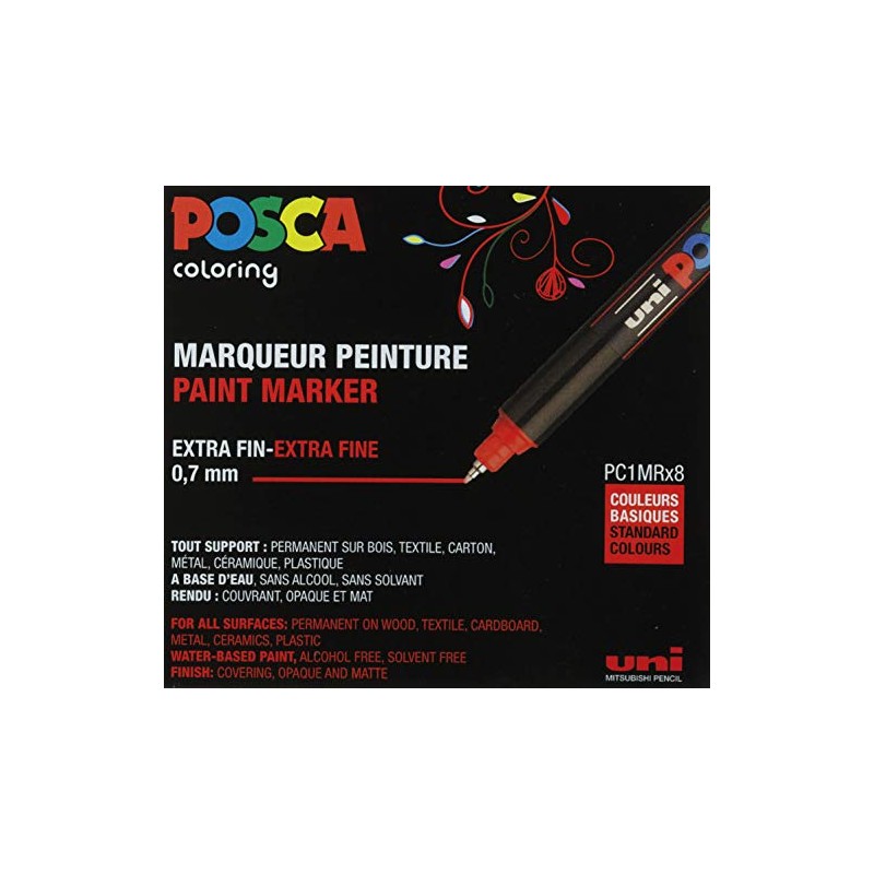 POSCA PC-1M Paint Art Marker Pens - Pack of 8