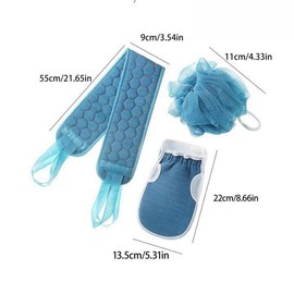 Unisex Deep Cleaning Shower Brush Set, Powerful Sandpaper Dead Skin Remover Tool, Portable Travel Bath Ball Scrubber, Washable Durable Body Massage Care:_Blue_3 counts/set