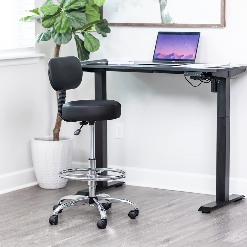 SUPERJARE Drafting Chair with Back, Adjustable Foot Rest Rolling Stool,