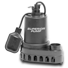 Superior Pump 92370 1/3 HP Thermoplastic Submersible Sump Pump with Tethered Float Switch