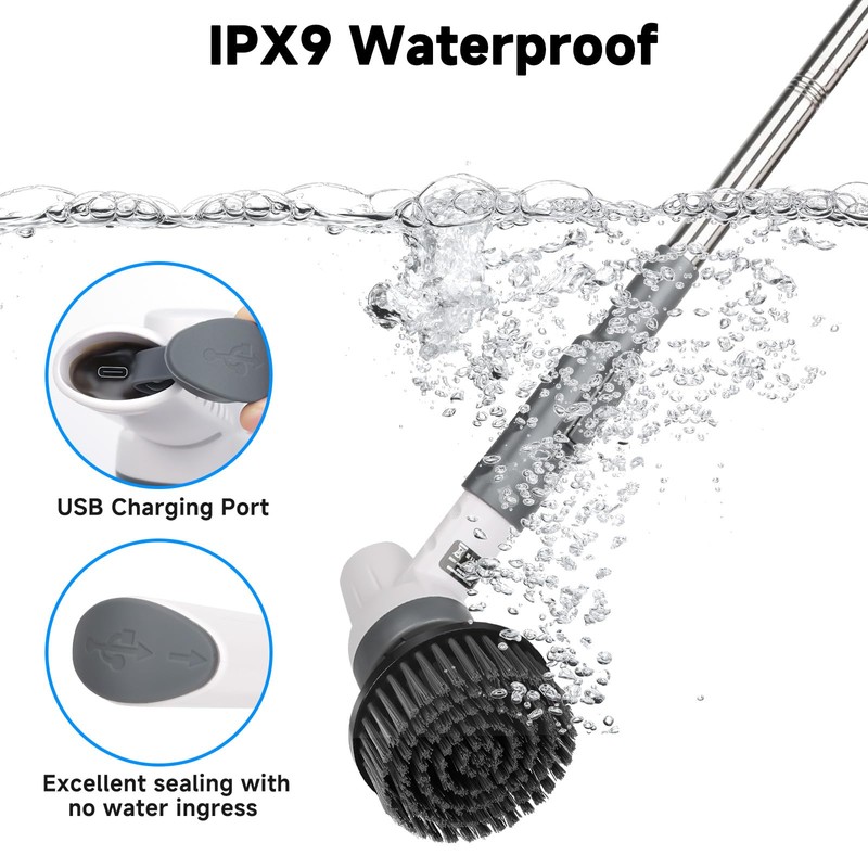AQQA 8-in-1 Electric Aquarium Cleaning Kit IPX9 Waterproof Cordless Rechargeable
