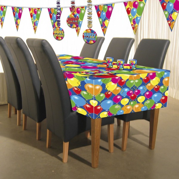 Folat 04593 Table Cloth Balloons-130x180 cm, Multi-Colored