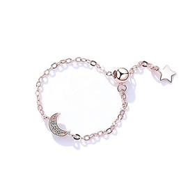 Glam Jewelry Women's Ring, One Size Fits Moon, Moon, Crescent Moon, Present, Women's, Girlfriend, Wife, Popular, 925 Silver, Pink Gold, Metal Allergy, Popular, Simple, Moon, Moon