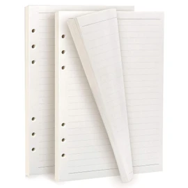 Papel para Recargas A5 -Paquete de 2, 180 Páginas / 90 Hojas Papel Forrado con Insertos A5, Relleno de Papel Perforado con Hojas Sueltas de 6 Orificios (párrafo horizontal)