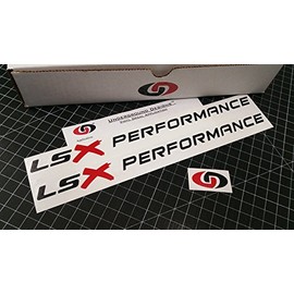 LSX Performance Hood Decals LS1 LS6 LS2 LS3 LS7 Stickers Select Color (Matte Black & Red, 1.0" x 11.5")