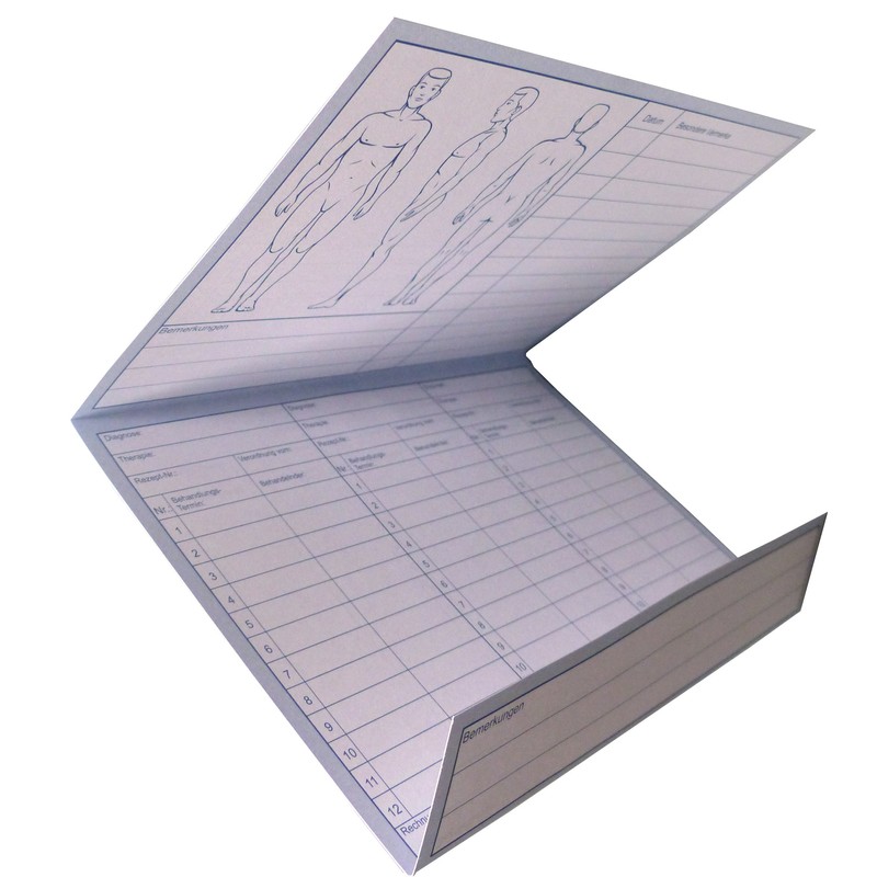Pack of 100 Patient Record Cards in Blue - Closed