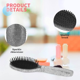 Hair Brush Detangle Hair Brushes for Women, Detangling Brush For Curly Hair, Detangle Brush, Wet Hair Brush for Thick Hair, Women Hair Brush For Curly Hair, Brushes For Hair Handmade Luxury Bling Crystal Paddle Brush Cute Rhinestone(Gray)