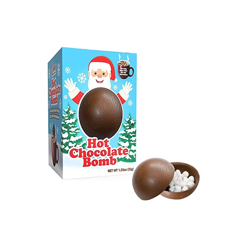 Christmas Hot Chocolate Bombs, Chocolaty Hallow Filled with Mini Marshmallows