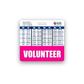 Volunteer Badge Buddy Horizontal w/Height & Weight Conversion Charts (Standard, Pink)