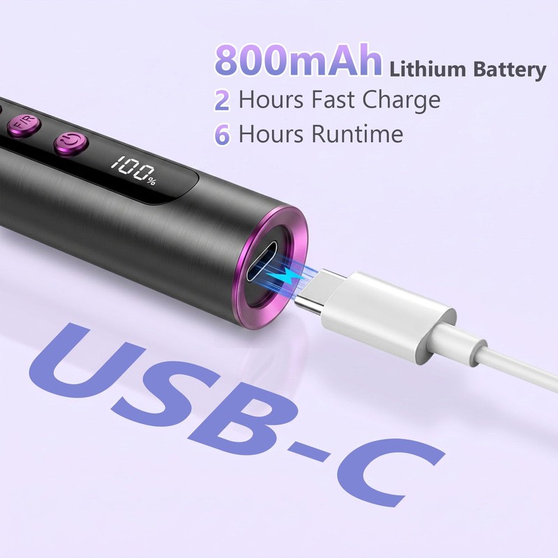 POFIBO Electric Nail Drill Cordless 35000RPM, Electric Nail File for