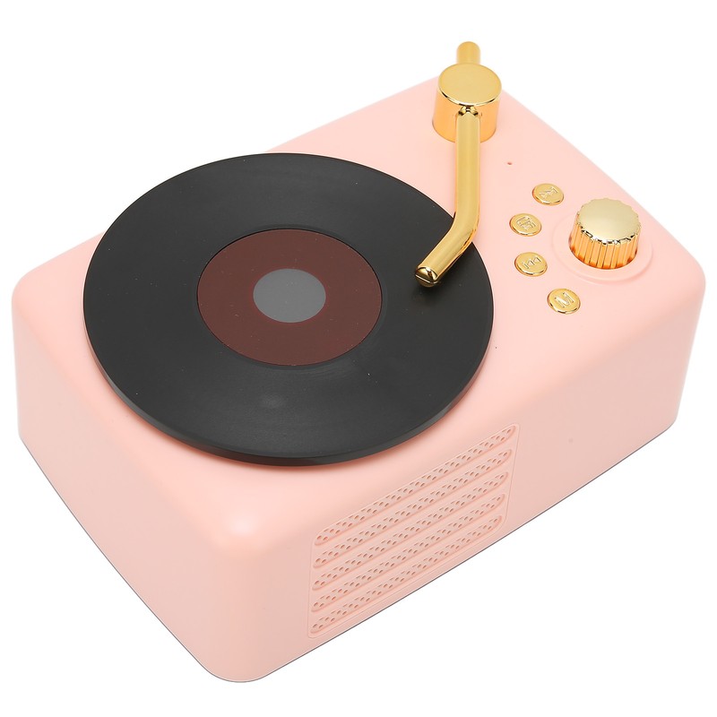 Bluetooth Speaker Stereo USB Charging Retro Turntable Design Portable Mini