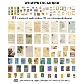 Oidnvay 200 Pcs Vintage Scrapbook Supplies Pack for Art Journaling Junk Journal Planners DIY Paper Retro Scrapbook Paper Decor Stickers Craft Kits Notebook Collage Album Scrapbook Kit