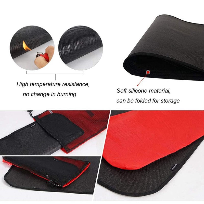 MisFox Camping Fireproof BBQ Grill Mat for Floor, Foldable Grill