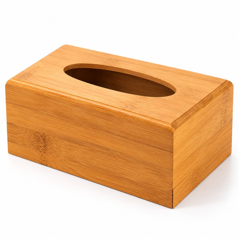 Bamboo Tissue Box Holder for Home and Office – Natural