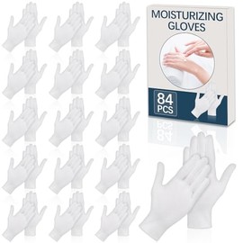 84 guantes de algodón blanco para manos secas para dormir, guantes de sueño suaves para hombres y mujeres, para eccema e hidratación durante la noche,
