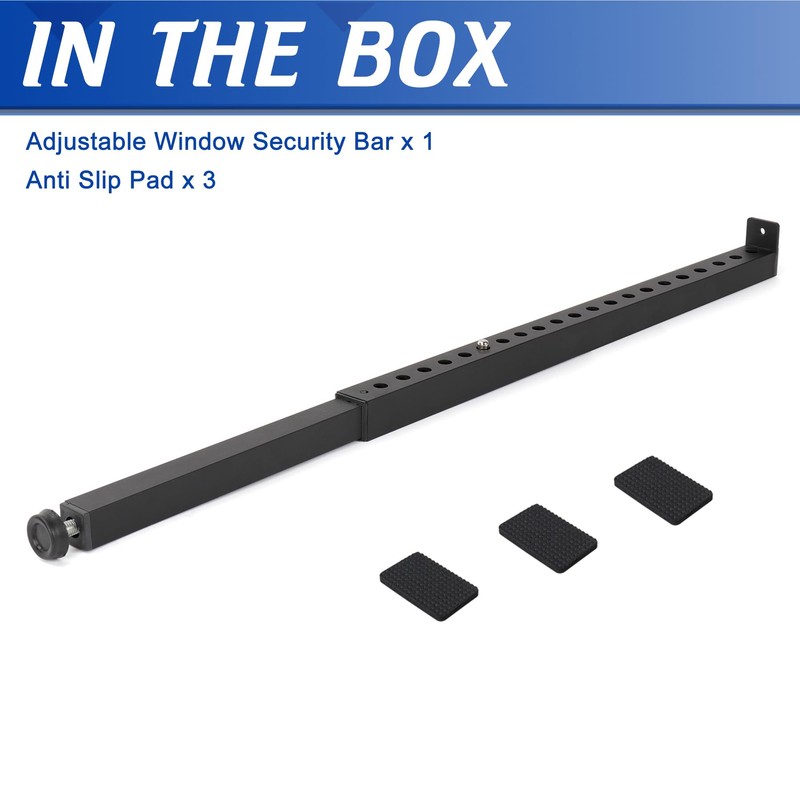 Wintcomfort Adjustable Window Security Bar, Heavy Duty Sliding Window Security