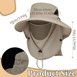 WUFKOP Cappello da Sole con Protezione Integrale, Cappello Anti UV UPF 50+ con Bordo Largo e Scudo per il Collo, Leggero e Pieghevole per Pesca, Trekking, Escursionismo, Uomo e Donna
