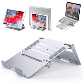 WixGear 3-in-1 Laptop Stand Adjustable Laptop Riser and Holder Compatible with MacBook Stand Travel Laptop Stand Riser for Desk Portable and Lightweight Foldable for Storage/Travel