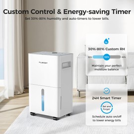 PLUSCENT 21 Pints Dehumidifier for Basement, 1500 sq.ft Portable Dehumidifiers for Home with Drain Hose, 3 Modes, Auto Defrost, 24H Timer, Quiet Smart Humidity Control for Bedroom, Bathroom, RV