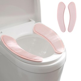 Iensen Thick and Warm Toilet Seat Cushion Cover - with Sticky Toilet Seat Cushion - Washable and Reusable Mat for Winter - Double Flap Separation, TPR Back Adhesive, Soft and Protective (Pink)