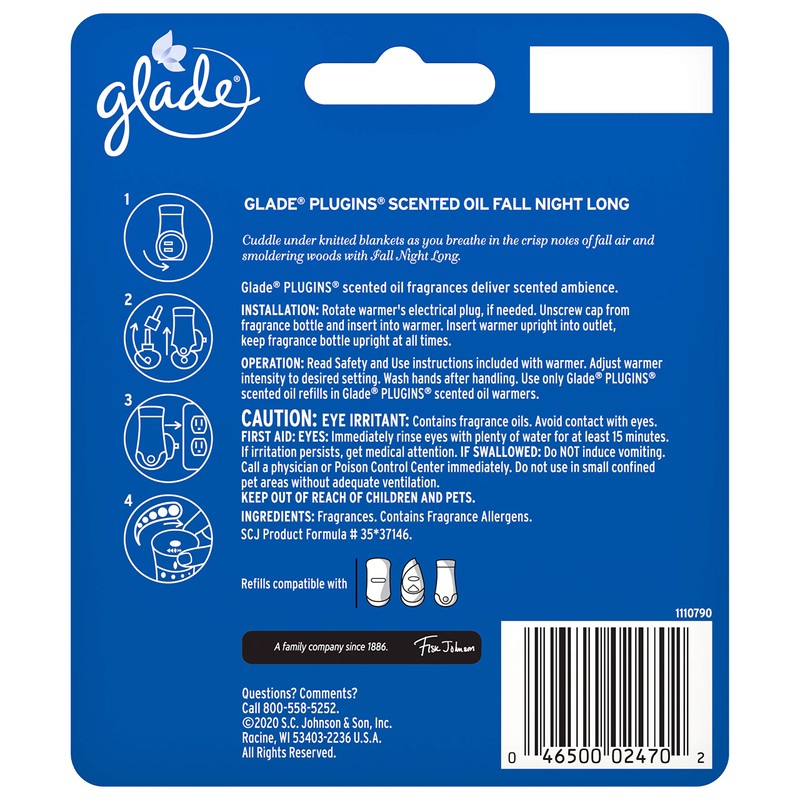 Glade PlugIns Refill 2 CT, Fall Night Long, 1.34 FL.
