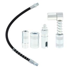 ePathChina 90 Degree Grease Gun Coupler Adapter&Slotted Right Angle 90 Degree Grease Coupler Combo with 12" Grease Gun Hose