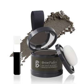 BRIMFULITE Hair Root Touch Up Powder, Quick Cover Gray Hairline Powder, Windproof & Sweatproof Root Cover Up Powder for Women Men with Compact Puff and Mirror 0.14 Oz. (Dark Brown, 0.14 Oz.)