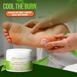 NerveReverse - Crema calmante para pies, piernas, espalda, hombros, cuello. Tarro grande de 4 onzas. Crema de acción rápida con mentol al 4%, MSM, L-c