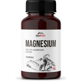 AlpenPower Magnesium 120 Capsules - Tri-Magnesium Dicitrate - Vegan - Made in Austria