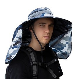 LeafIn Fishing Hat Safari Hat Wide Brim Hat Shade Hat Men's Mesh UV Protection Sunburn Prevention 2-Way Fishing Climbing Outdoor Sports, ③, Free size