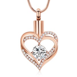 Cremation Jewelry Heart Urn Necklace for Ashes for Women Gilrs Memorial Keepsake Birthstone Pendant