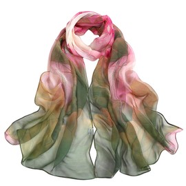 BLURBE Chiffon Scarf Women - Ladies Scarves Lightweight Floral Print Chiffon Scarfs Shawls and Wraps for Womens Spring Autumn