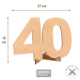 CUBIBOO ART Wooden Numbers for 40th Birthday with Stand - 40th Birthday Man - Original Gifts for 40th Birthday - Gifts for 40 Years Woman - Gifts 40 Years Men