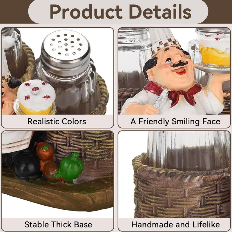 Salt Shaker,Chef Statue Salt Pepper Bottle Holder Ornaments Home Decor