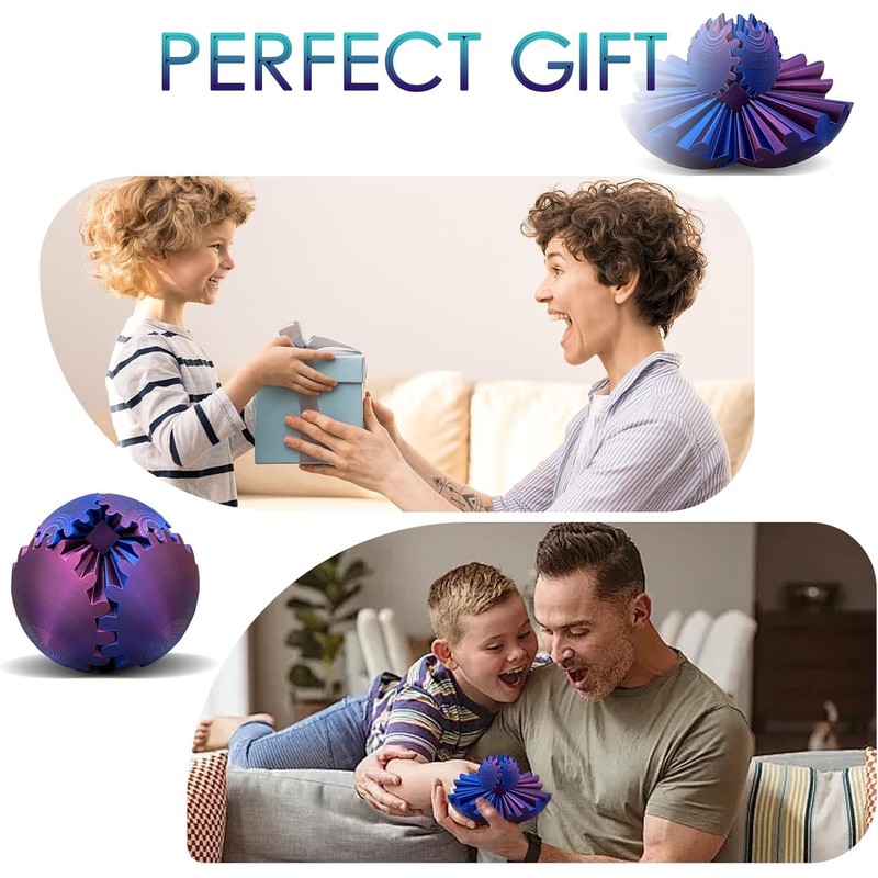 Ackygetrich 3D Printed Fidget Relief Ball, Gear Sphere Stress Toy