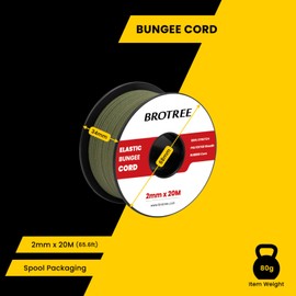 Brotree Rubber Cord Rubber Cord 2 mm x 20 m Elastic Thread Rubber Cord Expander Rope for DIY, Crafts, Jewellery, Bracelets, Necklaces, Tent, Backpack - Army Green