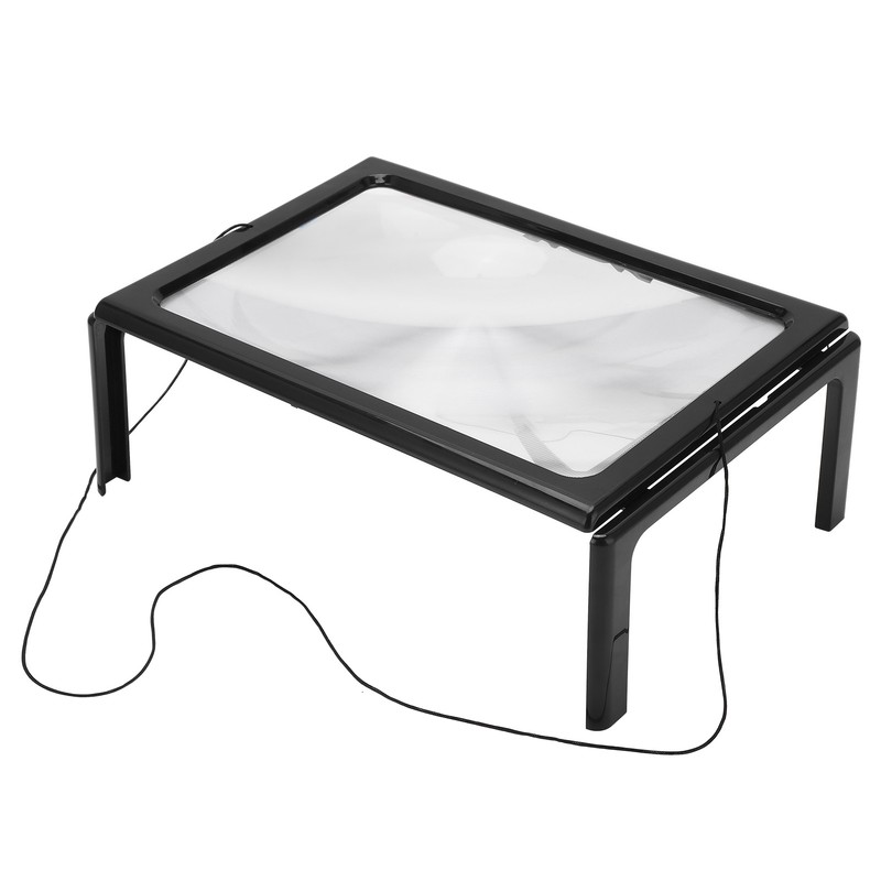 A4 Size Reading Magnifying Glass with LED Light and Stand