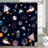 Outer Space Shower Curtain for Kids, Funny Cartoon Rocket Planet
