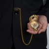 DerMacht Steampunk Gold Pocket Watch Skeleton Mechanical Gear Hand-Wind Roman