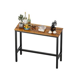 Teraves Bar Table with Solid Metal Frame,Counter Height Dining Table Kitchen Bar Table for Dining Room,Living Room (47.24", Teak)