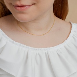 Amberta Solid 925 Sterling Silver Chain for Women Men | Super Thin Dainty & Sturdy Box Curb Singapore Beaded Snake Paperclip Necklace Delicate 16/18/20/22/24 inch: 20 inch Gold Curb Chain Necklace