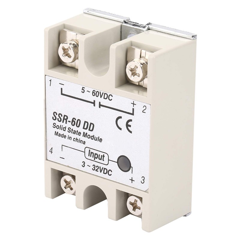 Solid State Relay Module, SSR-60DD 60A Input 3-32VDC Output 5-200VDC,