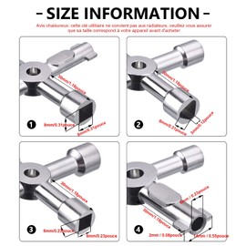 Meter Box Key Gas Key Meter Key 4-Way Multi-Functional Utilities Key for Electric Cupboard Cabinet Opening Key (Silver)