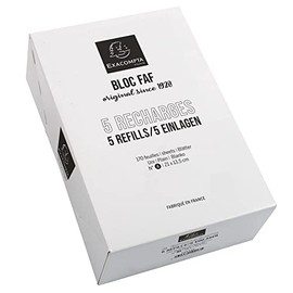 Exacompta 12214E Pack of 5 inlays for FAF writing pad, blank, 21 x 13.5 cm, micro-perforated, ideal for your notes 1 pack