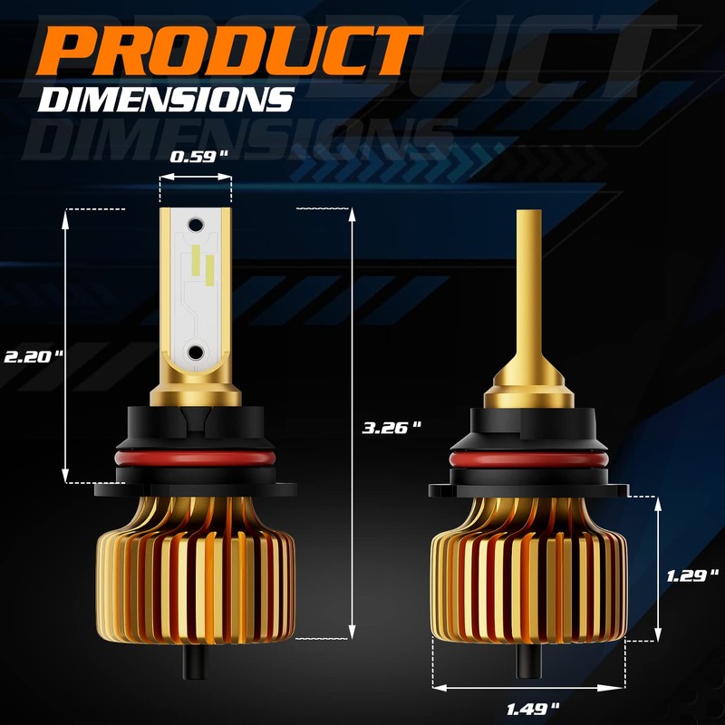 M-AUTO 9007 LED Headlight Bulbs, HB5 LED Light 6000LM Per
