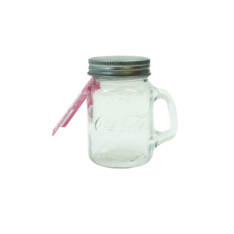 Tablecraft Coca-Cola Mason S&P Shakers, Glass Jar with Metal Lid,