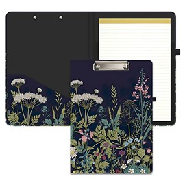 Hongri Clipboard Folio with Refillable Lined Notepad and Interior Storage Pocket for Students, Classroom, Office, Women, Man, Cute Custom Pattern, Size 12.8" x 9.2" ,Weed