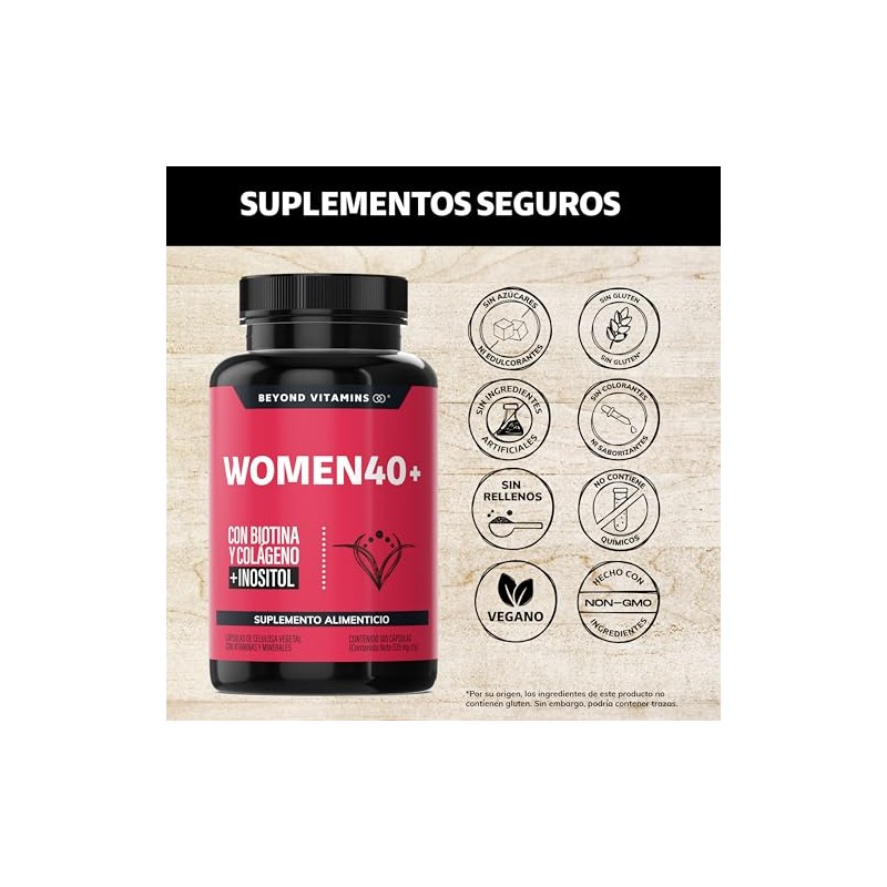 Beyond Vitamins Women Biotina Inositol Colágeno Isoflavonas Soya Probióticos Activos
