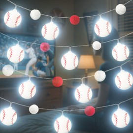 Baseball Decoration String Lights, 10 LEDs 6.6 Ft Battery Operated Room Decor, for Christmas Tree, Girls Boys Bedroom, Sports Theme Party Favors, Christmas Gift for Kids